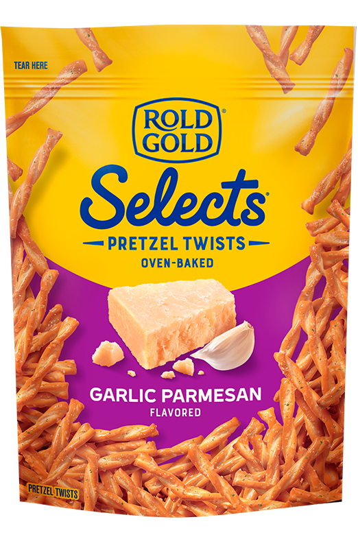 Bag of <span style="display: block;line-height: 4rem;font-size:4rem; font-family:inherit">ROLD GOLD® SELECTS™<br>GARLIC PARMESAN</span>